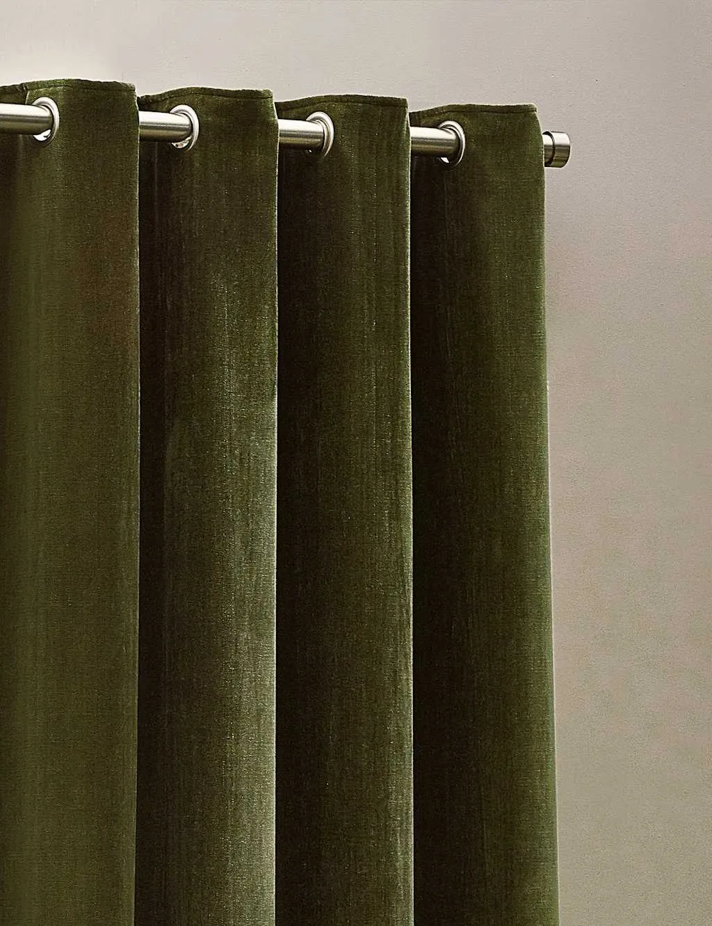 YARD Chenille Velvet Eyelet Curtains Olive