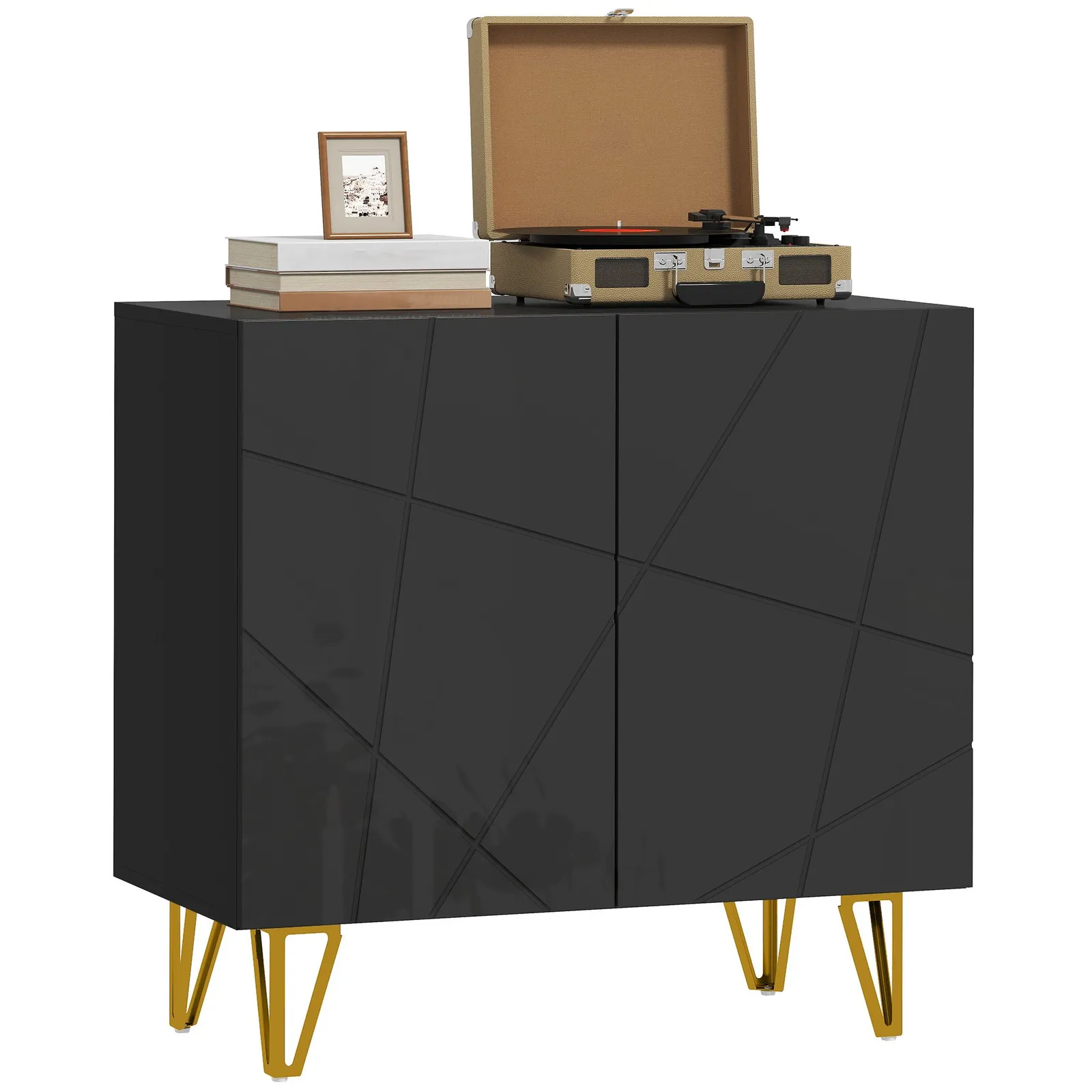 HOMCOM Storage Cabinet, Sideboard with Adjustable Shelf in Black 2