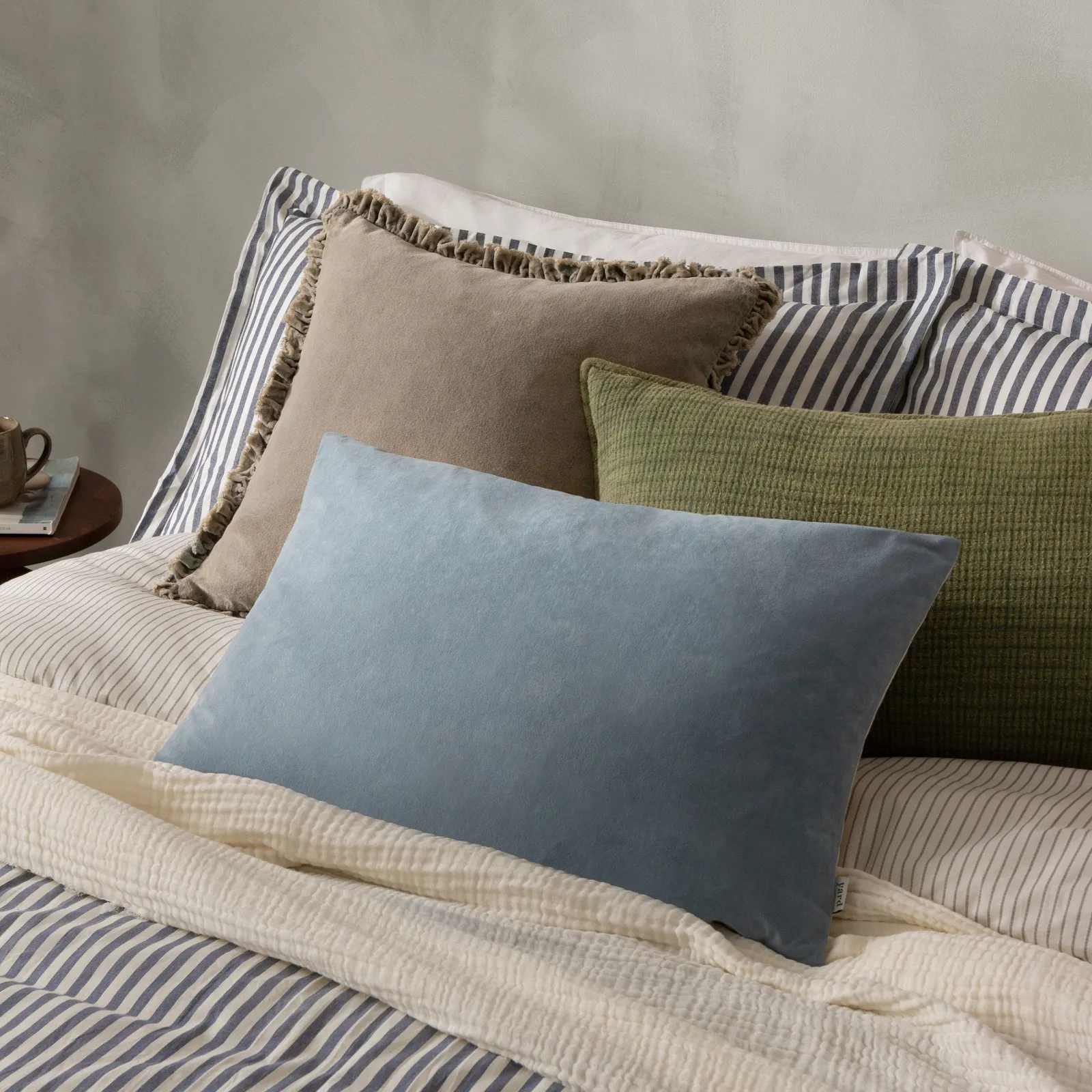 Yard Darland Velvet Cushion in Pale Blue 6