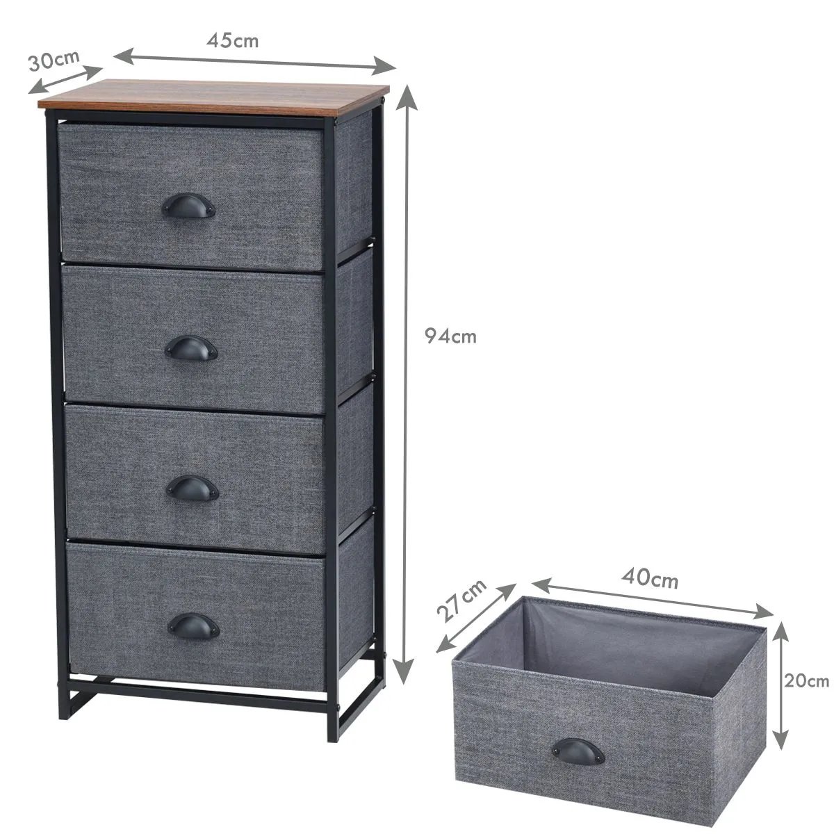 Costway 4-Drawer Fabric Dresser Metal Frame Chest of Drawers Nightstand 5