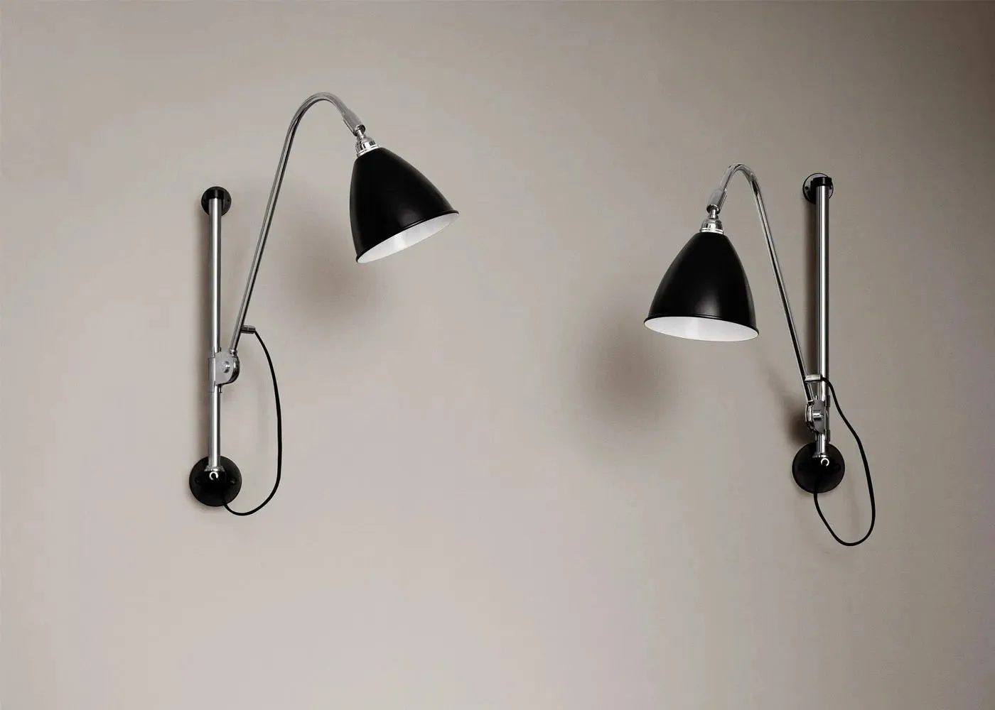 Gubi Bestlite BL5 Wall Lamp Chrome Base Black Shade 3