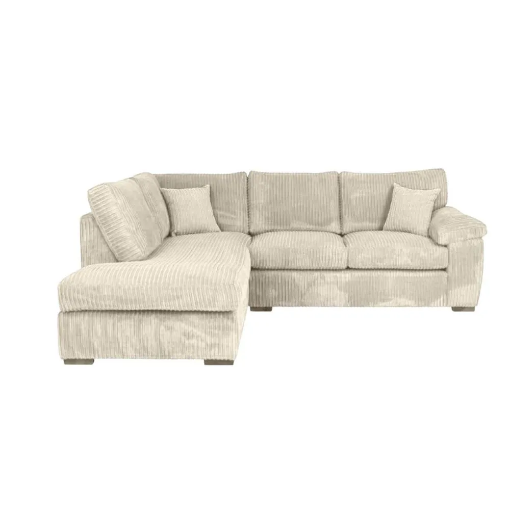 Bliss Furniture Jumbo Cord L Shape 4 Seater Left Hand Corner Sofa in Cream