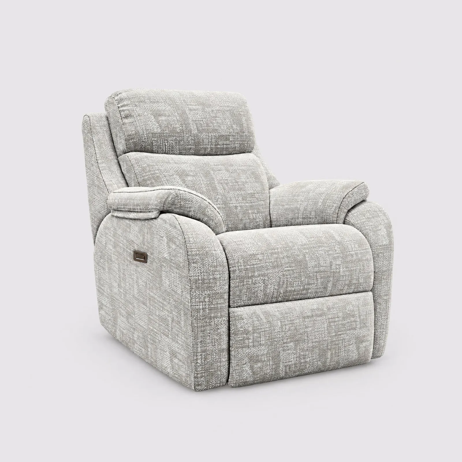 G Plan Kingsbury Elec Rec Armchair With Hr+Lumbar Usb, Grey Fabric | Barker & Stonehouse