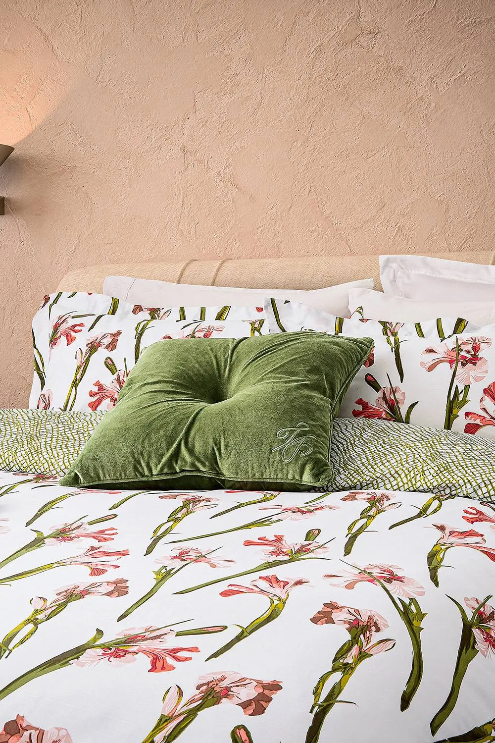 Ted Baker 'TB Branded' Cotton Velvet Button Cushion in Green 3