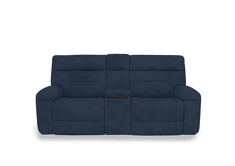 Cinemax Fabric 3 Seater Media Console Power Recliner Sofa with Power Headrests - Dark Blue