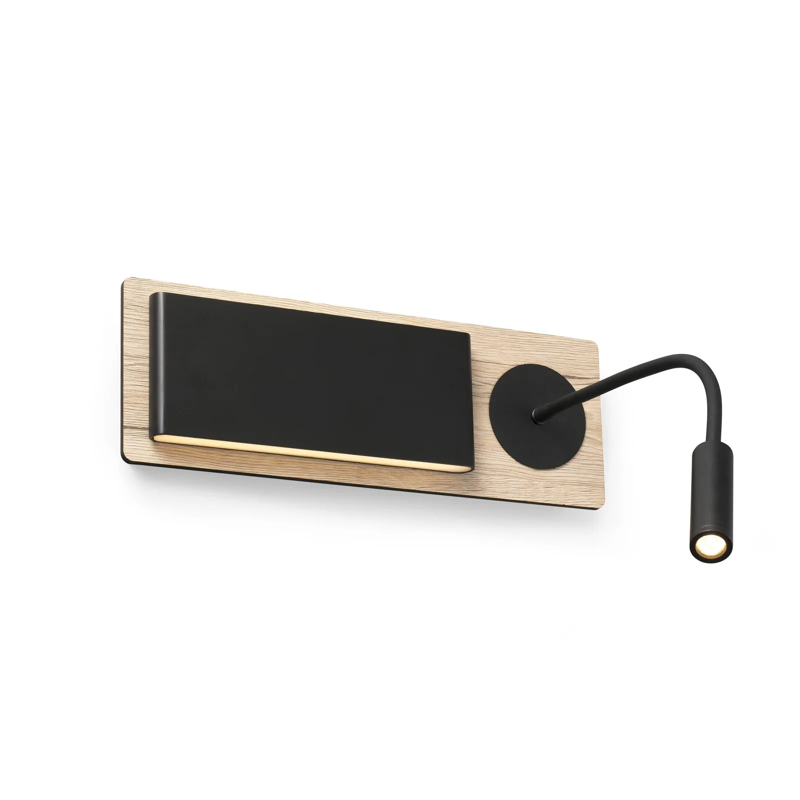 Netlighting Mood Wood Wall Lamp Black With Reader 2x 3W