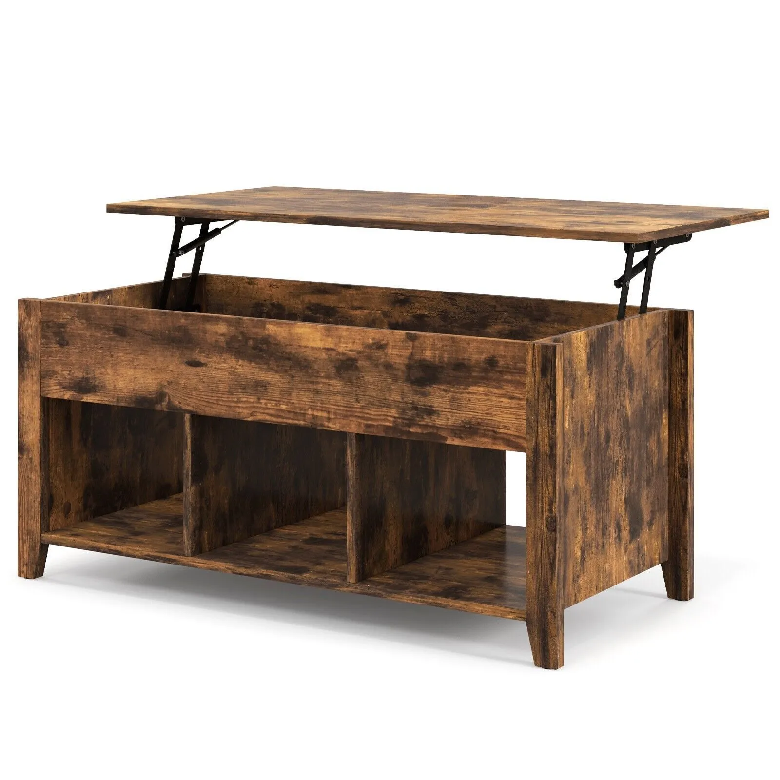 Costway Lift Top Coffee Table Modern Wooden Lift Top Dining Cocktail Table Living Room in Brown 5