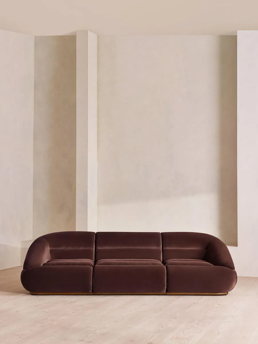 Edison Modular Sofa, Four Seater, Velvet, Aubergine
