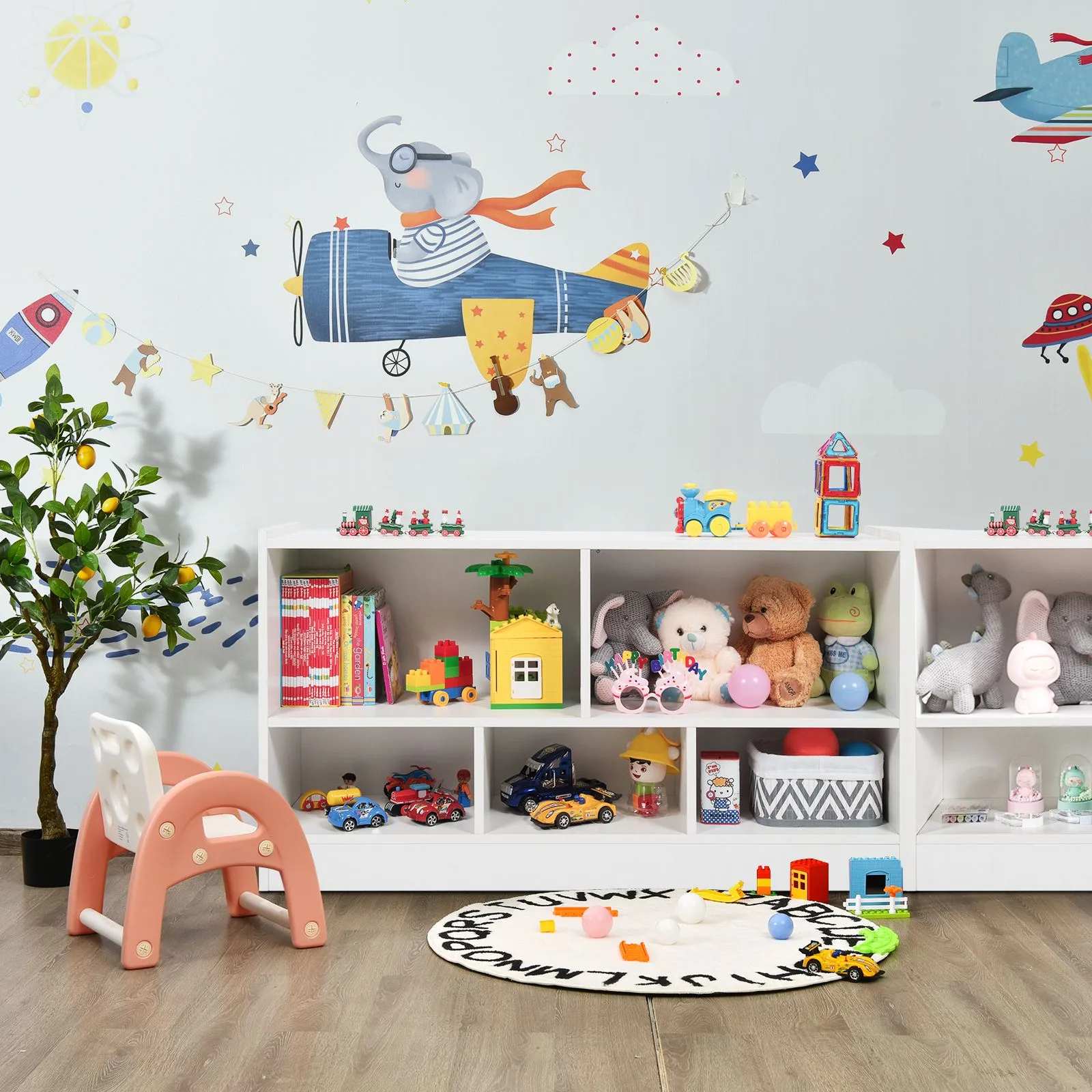 Costway Wooden Cube Bookcase 2 Tier Open Storage Shelving Unit with 5 Compartments in White 6