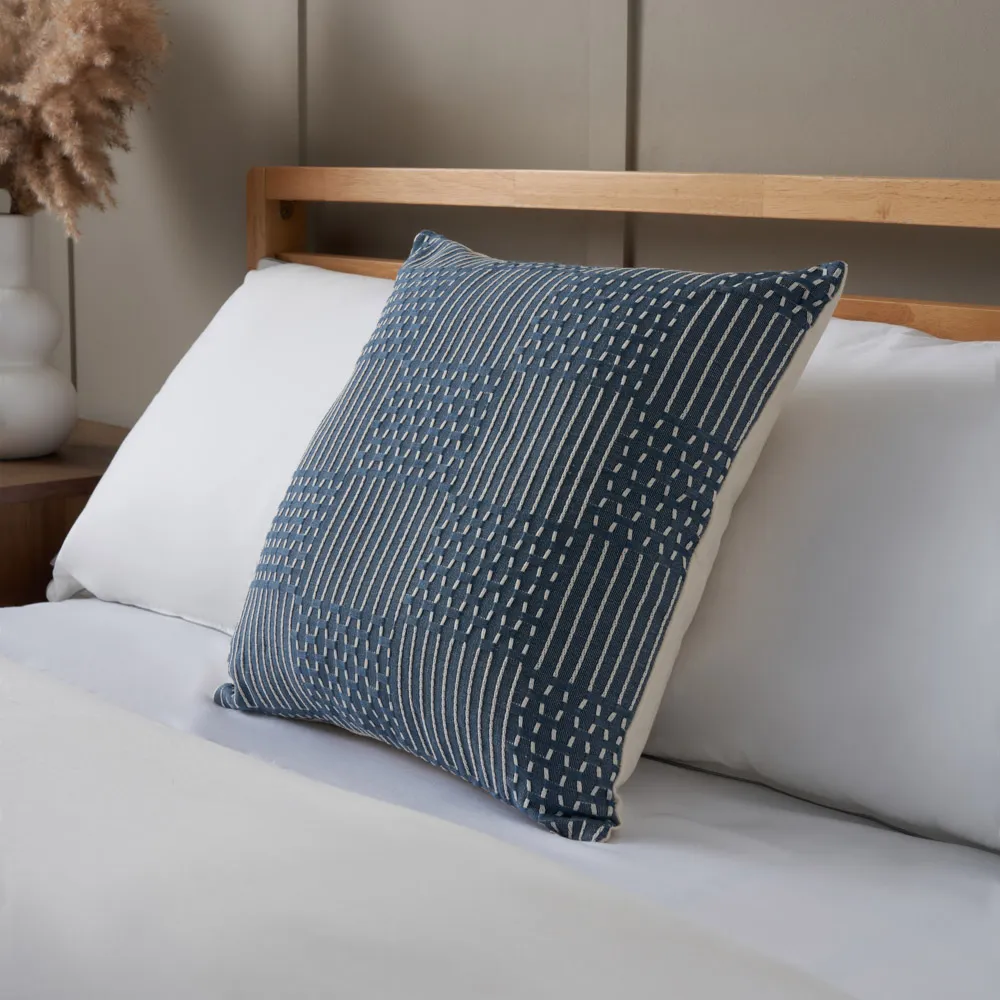 Cross Check Jacquard Cushion, Blue