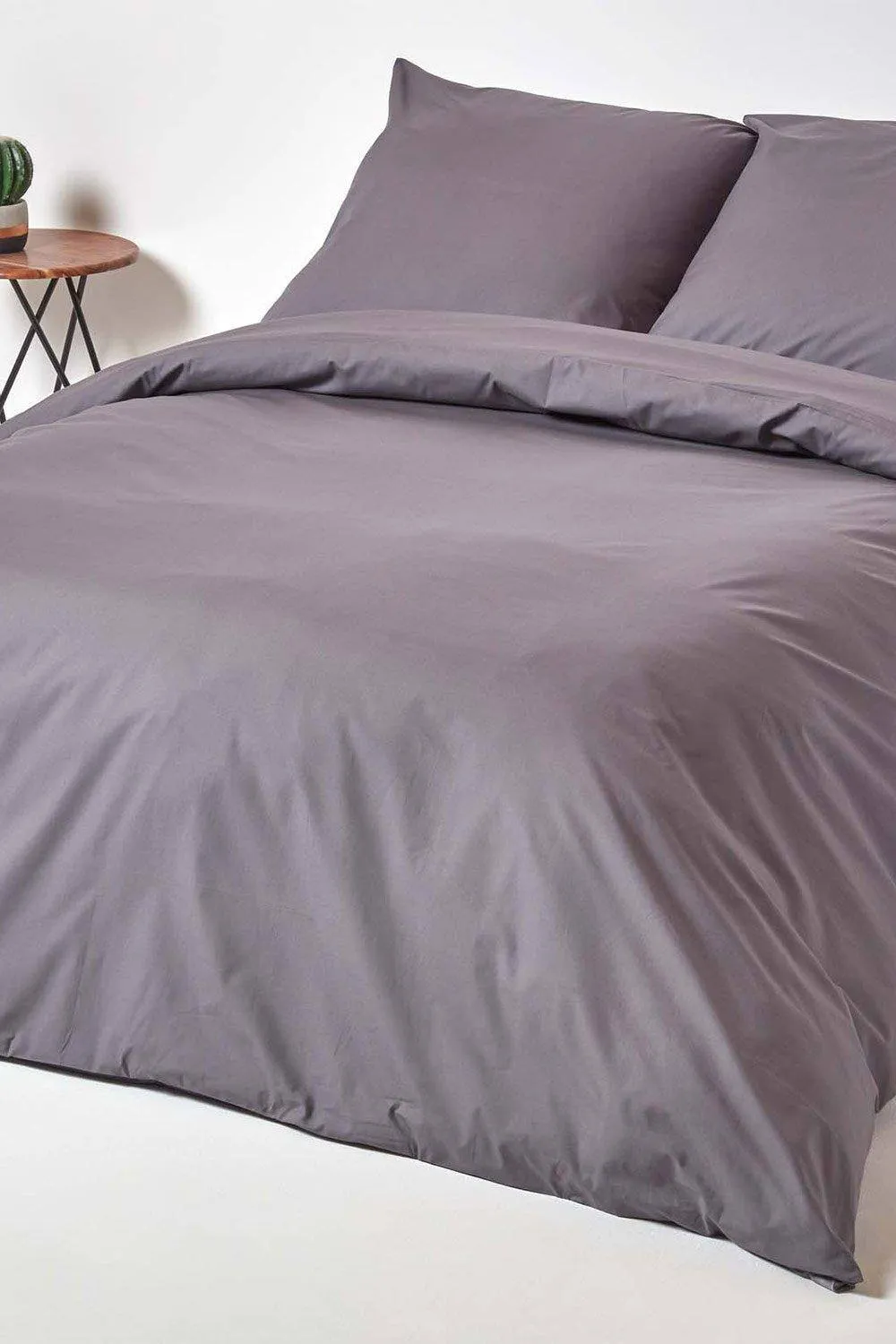 Homescapes Continental Egyptian Cotton Duvet Cover Set 200 TC in Dark Grey 2