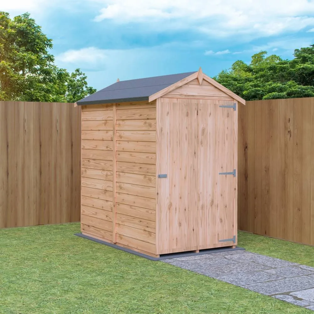 Shires Overlap 3 x 5' Single Door Dip Treated Shed - OSB L161.8xW99xH183.4cm in Brown 3