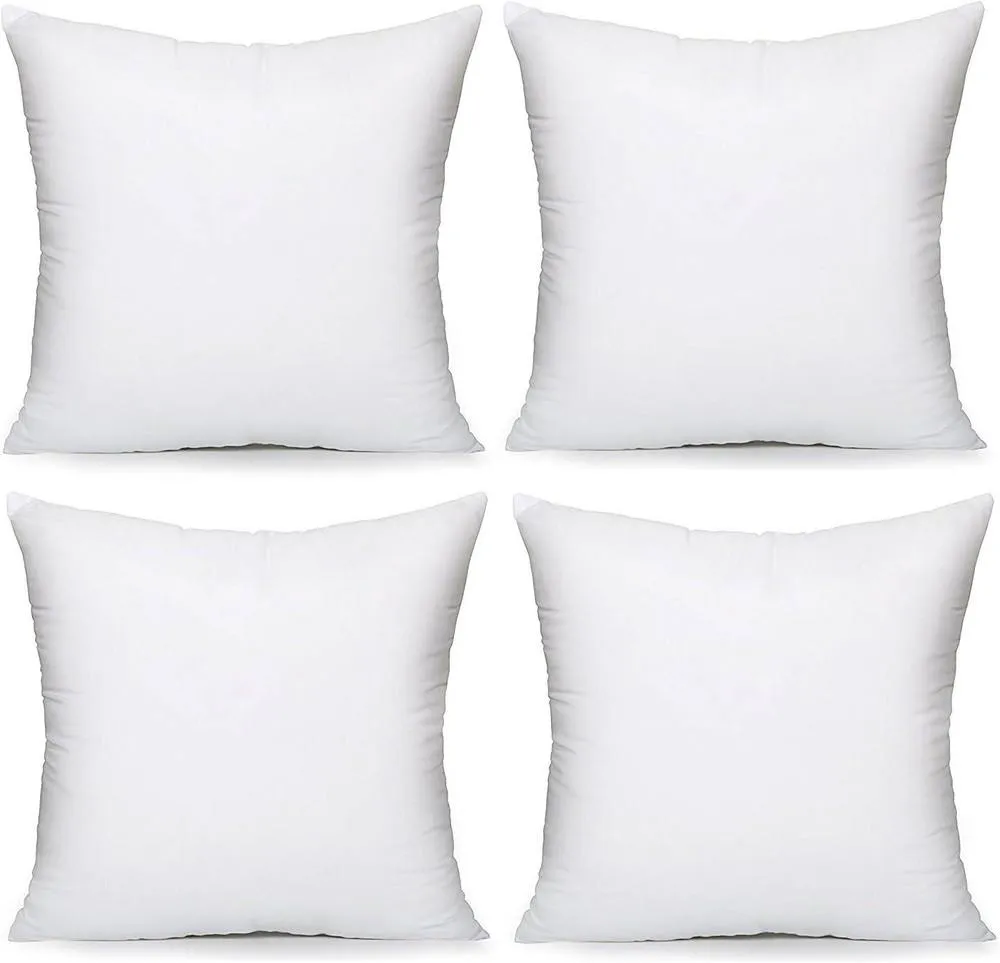 Luxury Living Hollow Fibre Cushion Inserts 45x45cm Set of 4. Plump, Soft & Long-Lasting Cushion Pads. Fit any 45cm covers