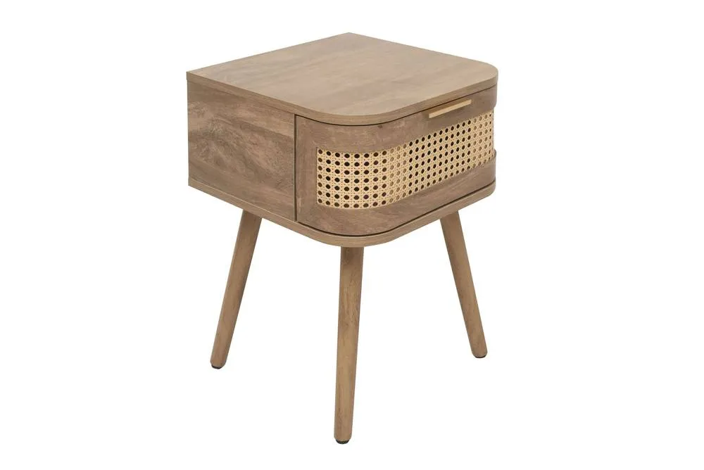 Birlea Pair of Rattan Bedside Cabinet 1 Drawer Oak Sark Side Table in Natural 6