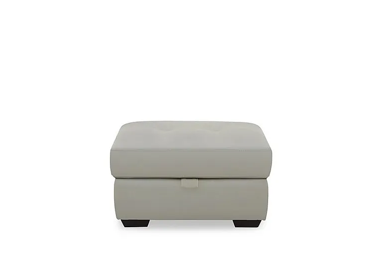 Dinky Leather Large Storage Footstool - Lead Grey