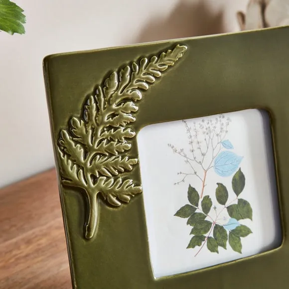 Churchgate Fern Leaf Glazed Ceramic Square Photo Frame 3