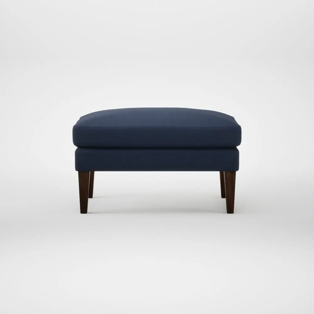 Heal's Wallis Ottoman Smart Cotton Linen Indigo Walnut Stained Feet 1