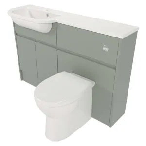 Deccado Clifton Willow Green Slimline Fitted Vanity & Toilet Pan Unit Combination with LH Basin - 1200mm 2