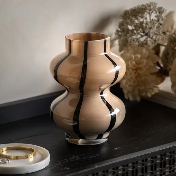 Cedar & Sage Forma Camel & Black Swirl Glass Vase