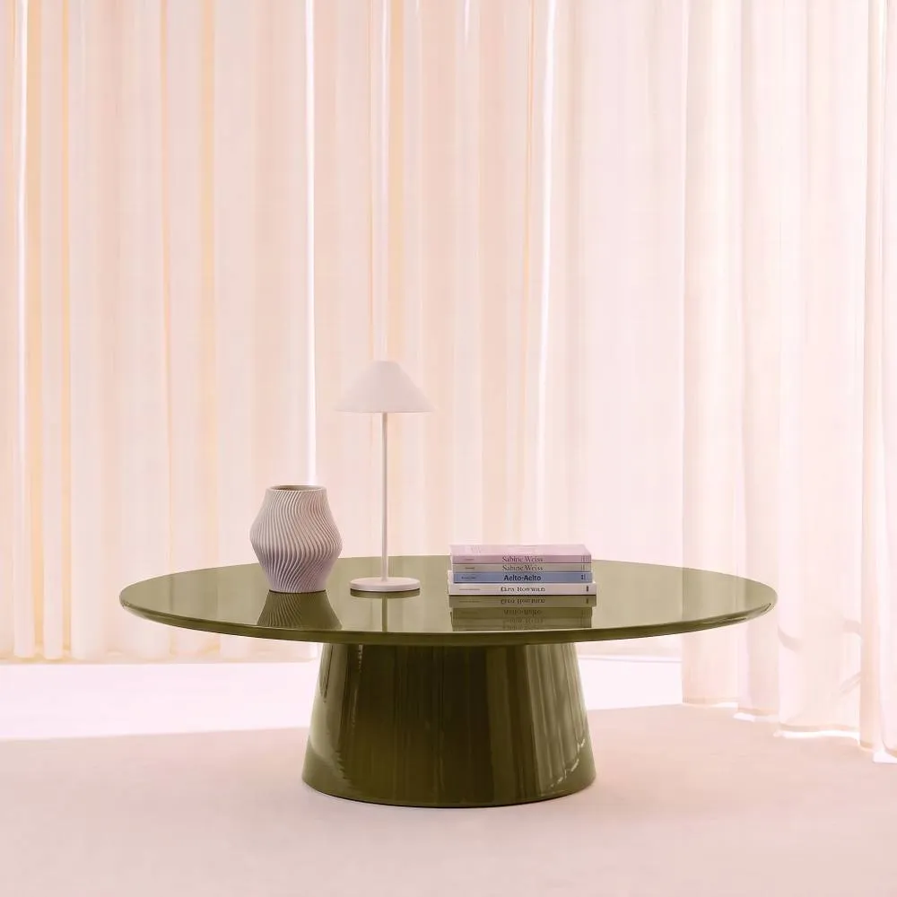 sweeek Oval coffee table with glossy finish in Khaki 1