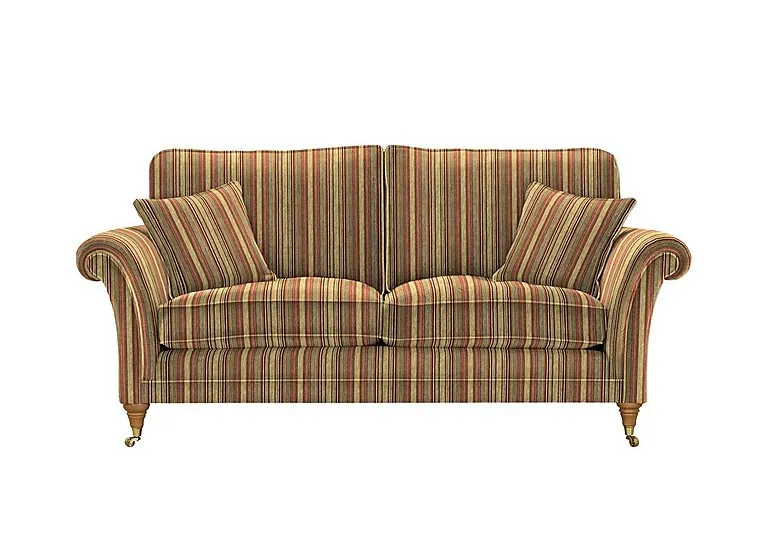Burghley Large 2 Seater Fabric Sofa - Baslow Stripe Gold - Sofas and Armchairs - In Time for Christmas