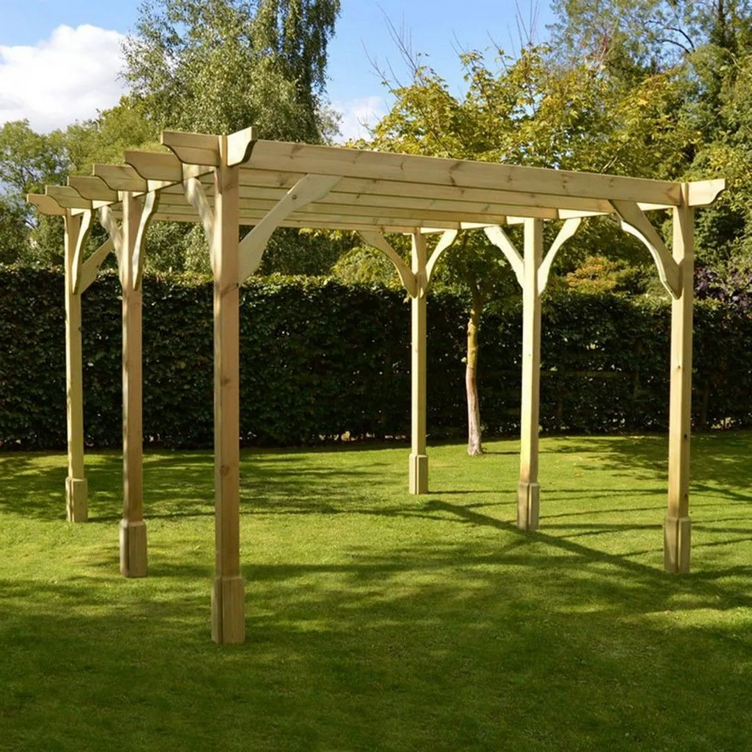Rutland County Garden Furniture Ltd Premium Pergola 6 Posts - Wood - L360 x W600 x H270 cm - Light Green 3