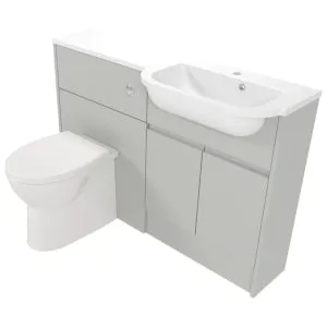 Deccado Clifton Whisper Grey Right Hand 1200mm Slimline Fitted Vanity & Toilet Pan Unit Combination with Right Hand Basin