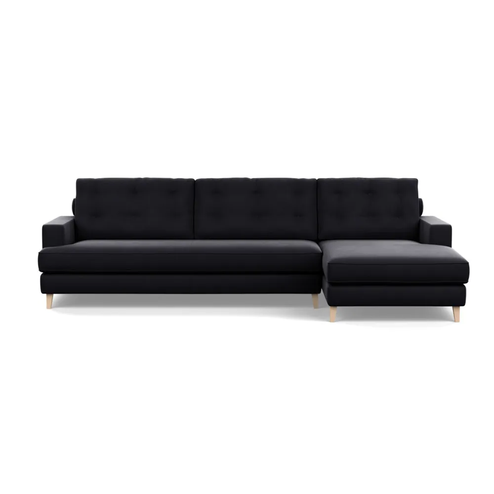 Heal's Mistral Right Hand Facing Corner Sofa Velvet Black Natural Feet