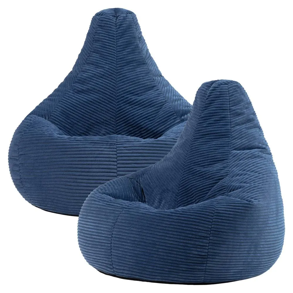 icon Dalton Cord Adult Bean Bag Chair, Set of 2 in Blue