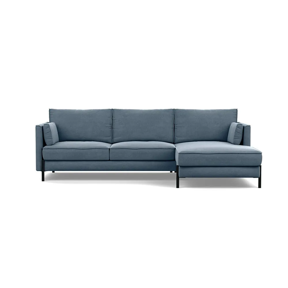 Heal's Tortona Right Hand Facing 4 Seater Corner Chaise Capelo Linen-Cotton Mineral Black Feet 1