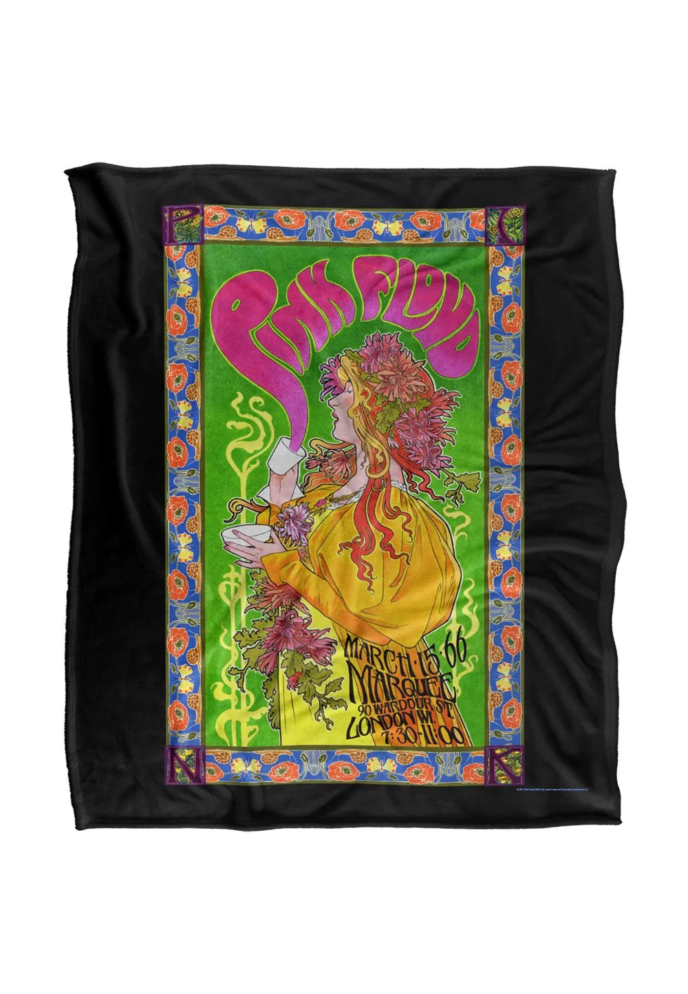 Pink Floyd 1966 Marquee London Poster Silky Touch Super Soft Throw Blanket 152 X 127 cm in White