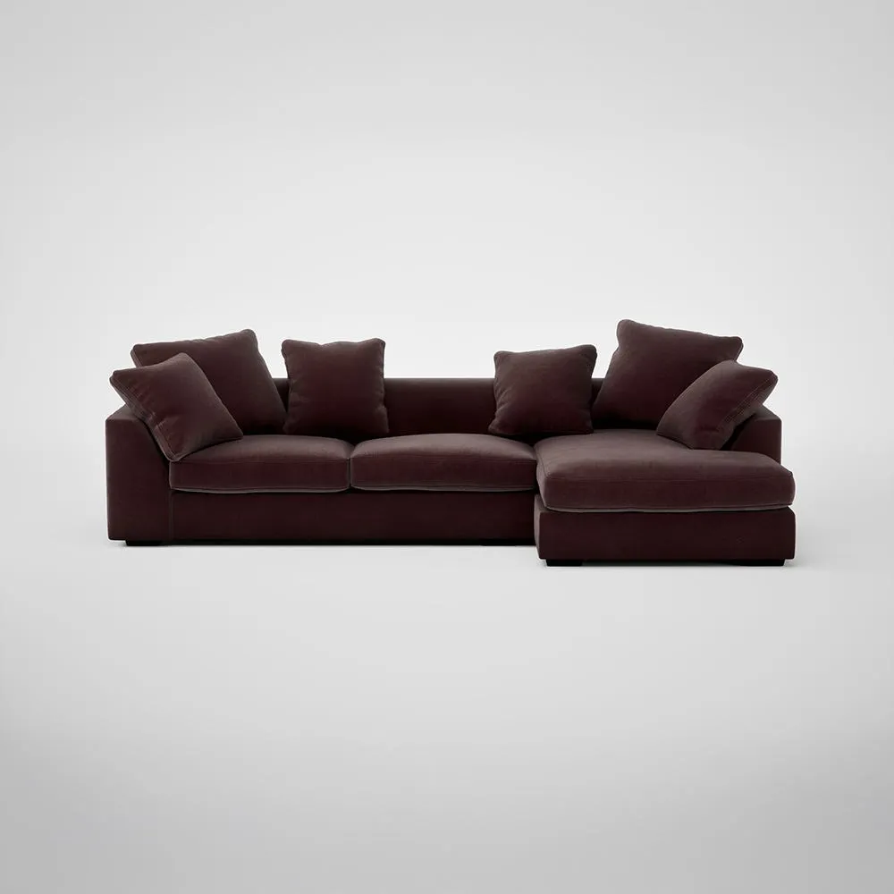 Heal's Cumulus Right Hand Facing Corner Sofa Smart Luxe Velvet Acorn Black Feet 1