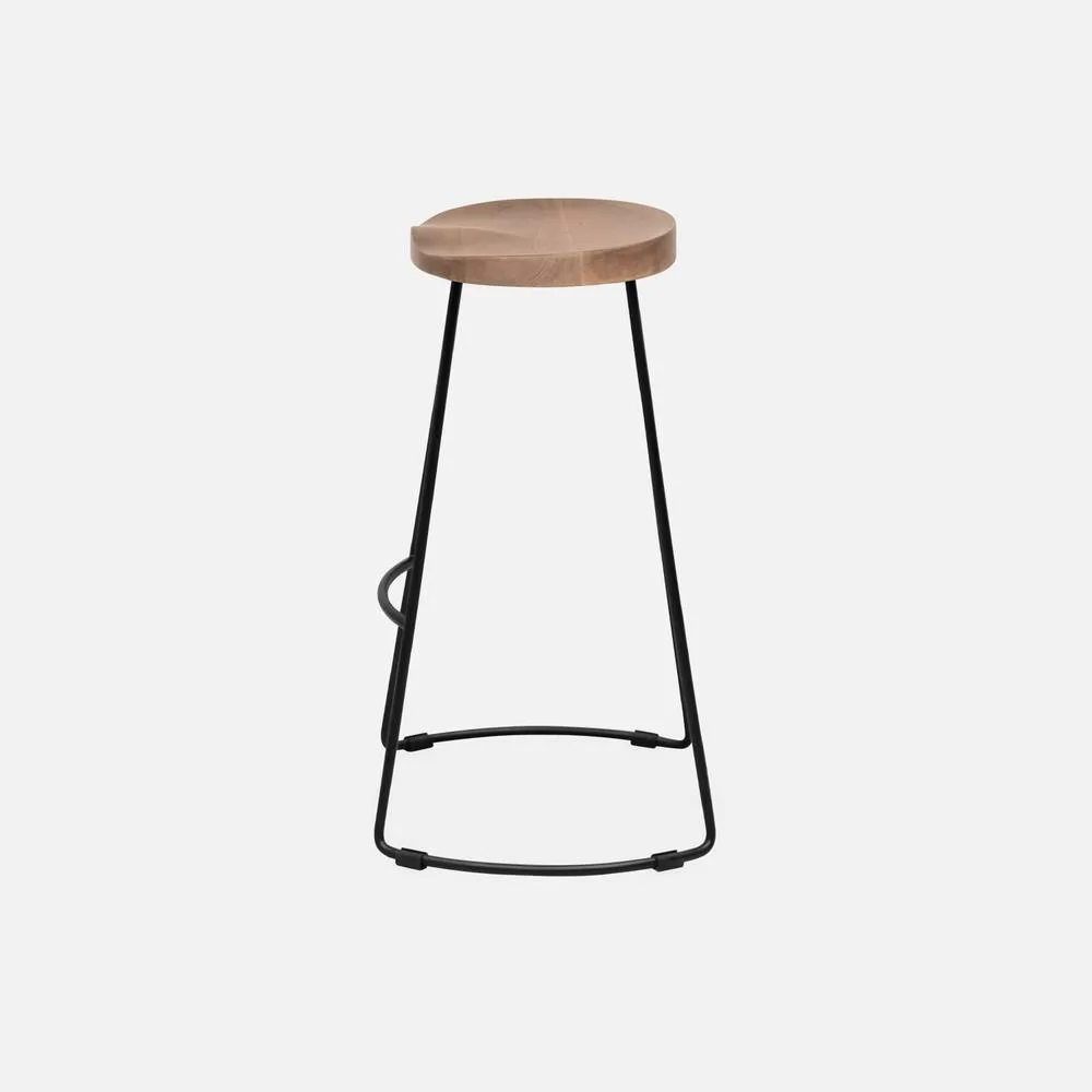 sweeek Pair Of Industrial Metal & Wooden Bar Stools in Light Brown 3