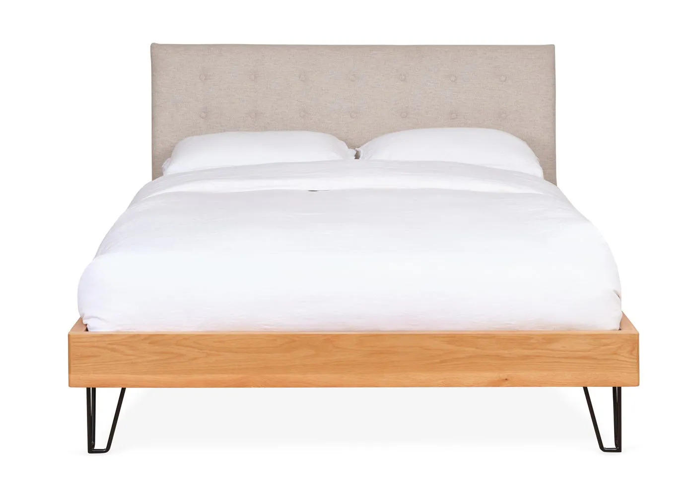 Heal's Brunel Bed Fabric Headboard Double Tessuta Oatmeal