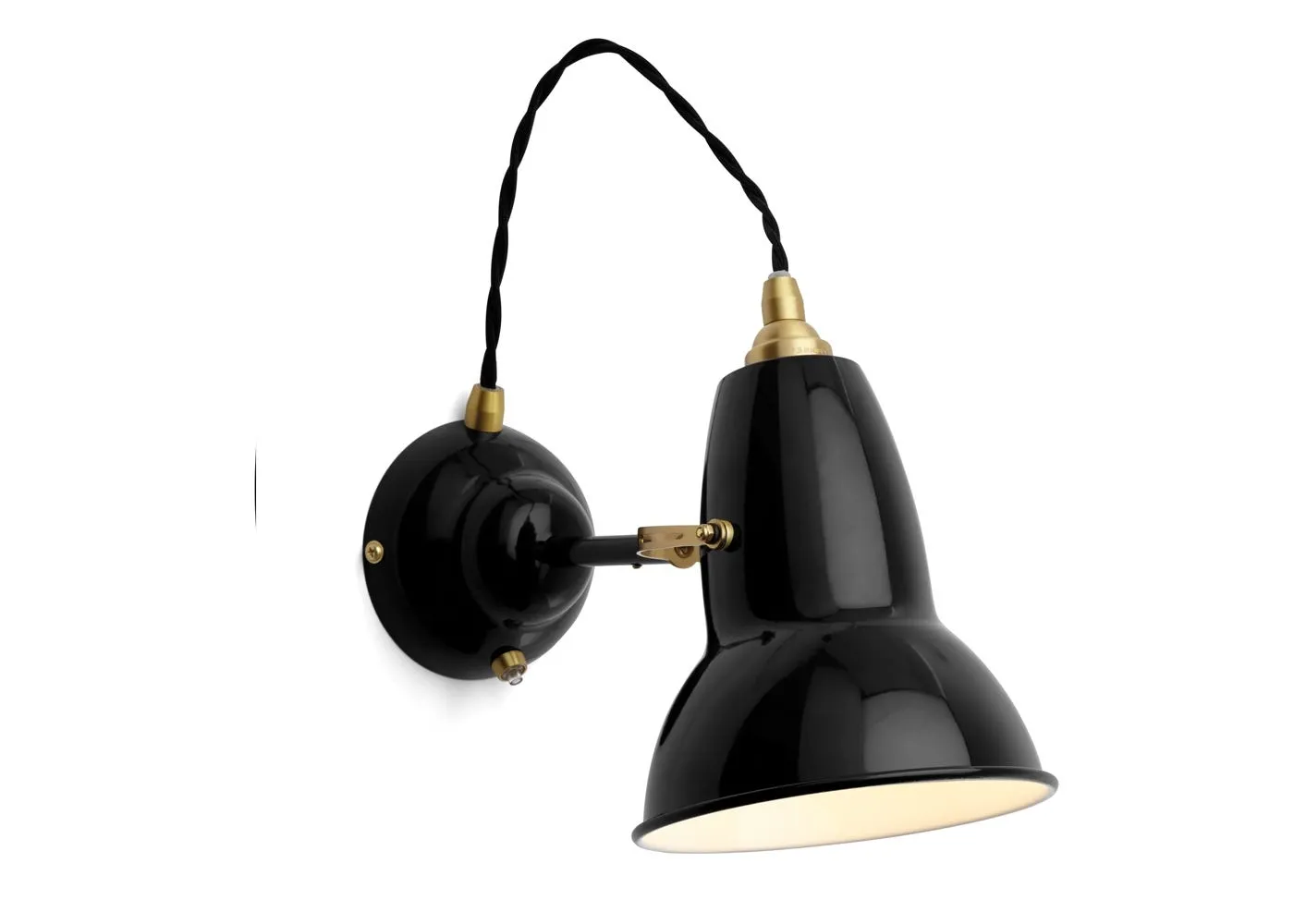 Anglepoise Original 1227 Brass Wall Light Jet Black 1