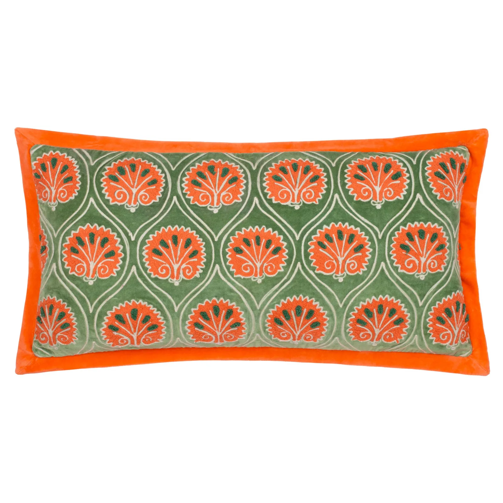 Paoletti Casa Abstract Embroidered Cushion in Green 2