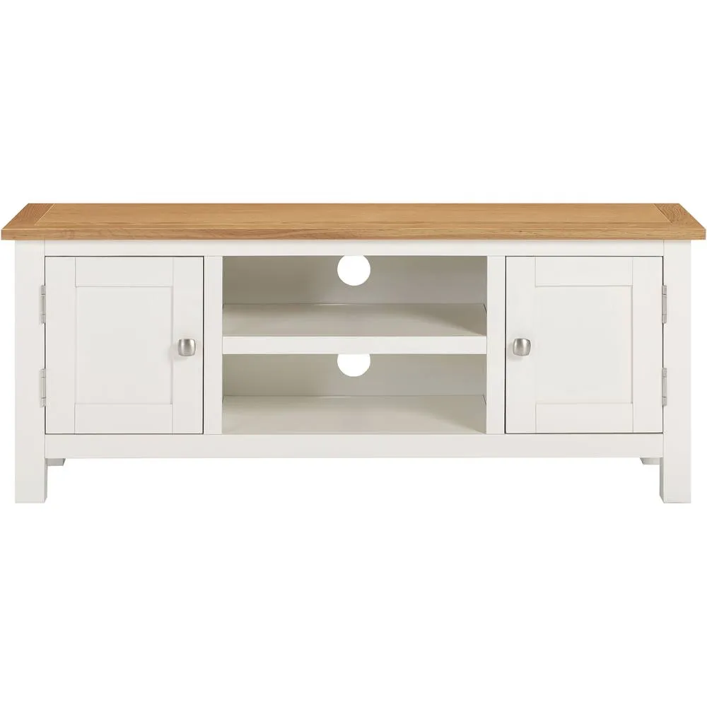 Seconique Cambridge 2 Door Tv Unit - Linen/Oak (Fully assembled) in White 3