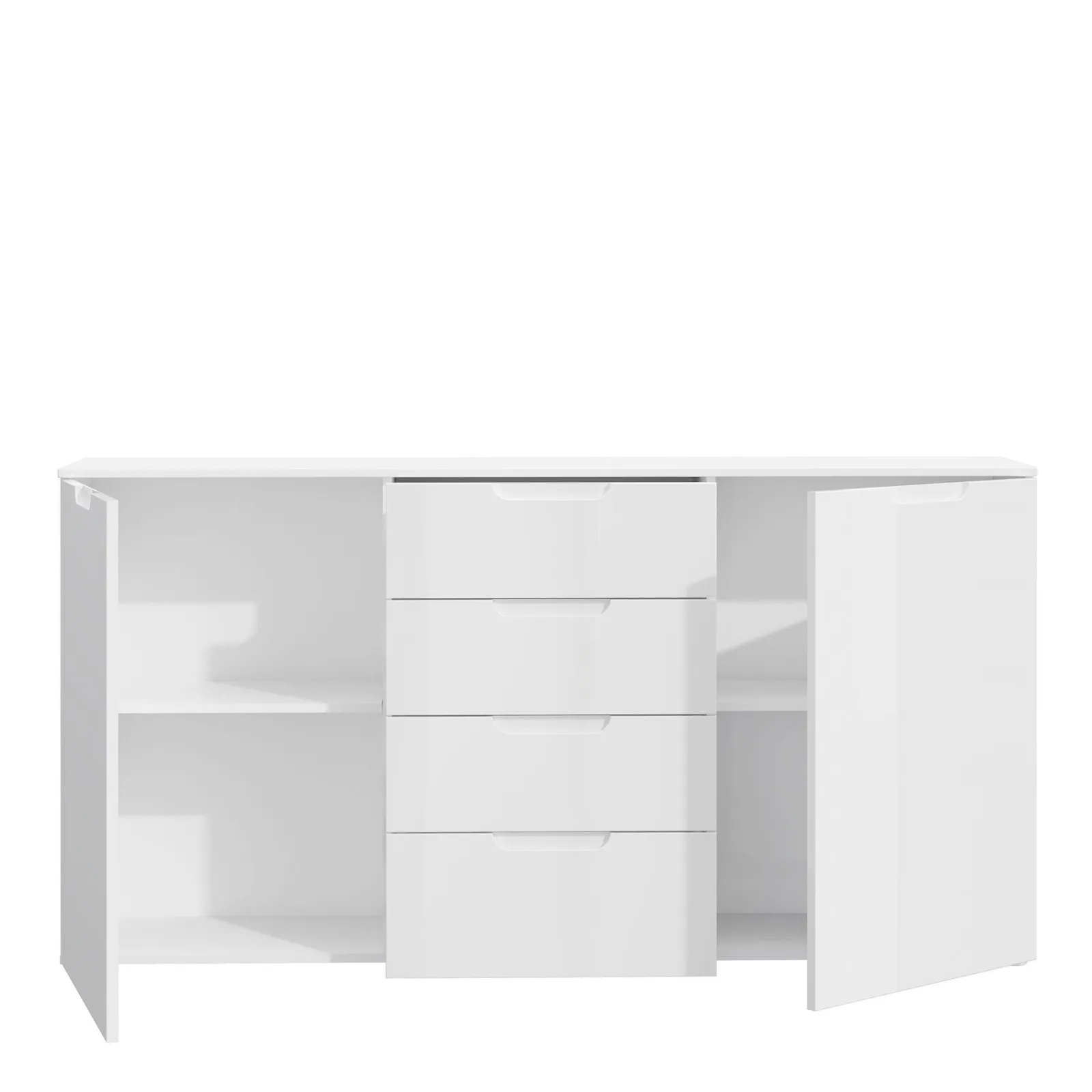 Furniture To Go Sienna Wide Chest of 4 Drawers & 2 Doors in White 4
