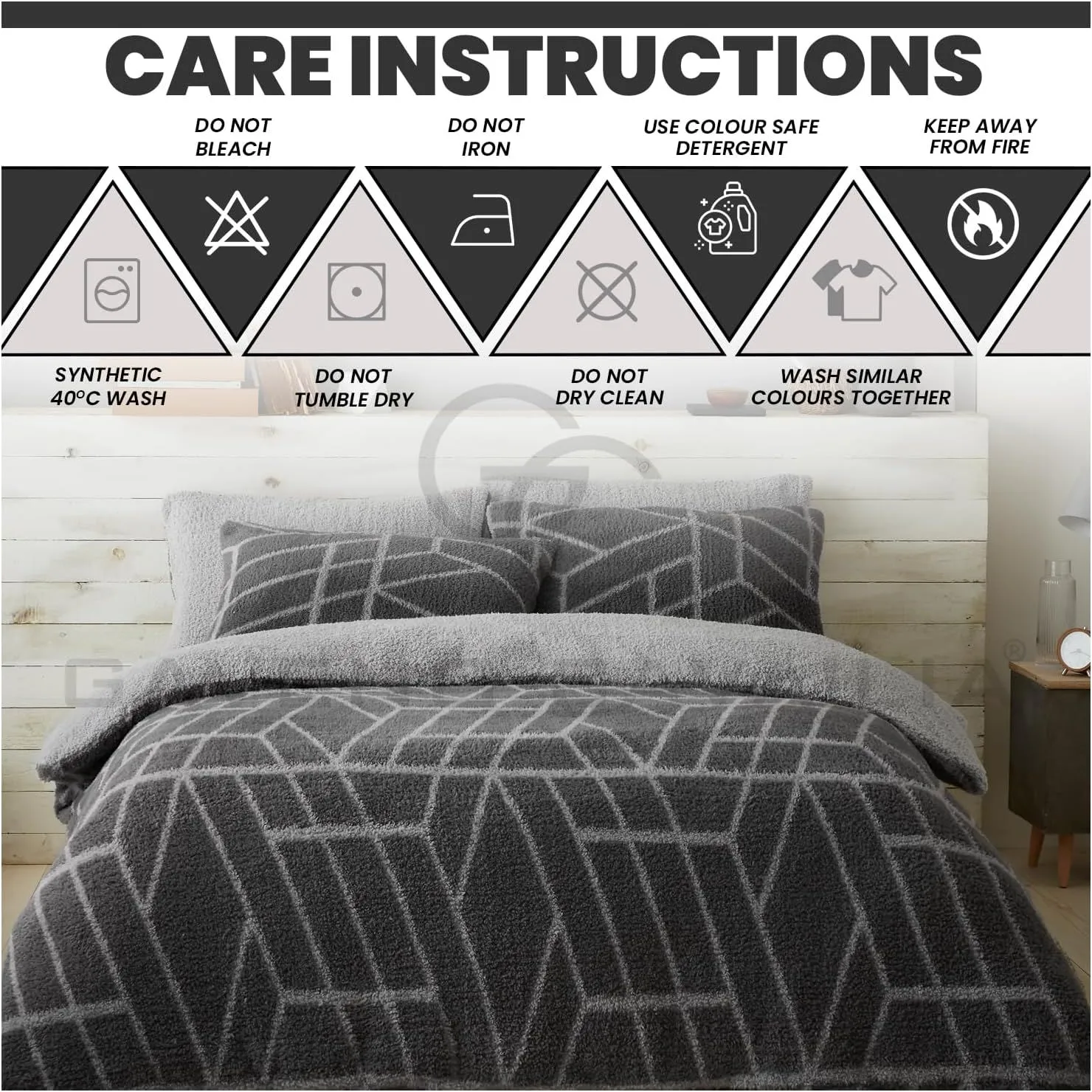 GAVENO CAVAILIA Ely Geo Printed Duvet Cover in Charcoal 5