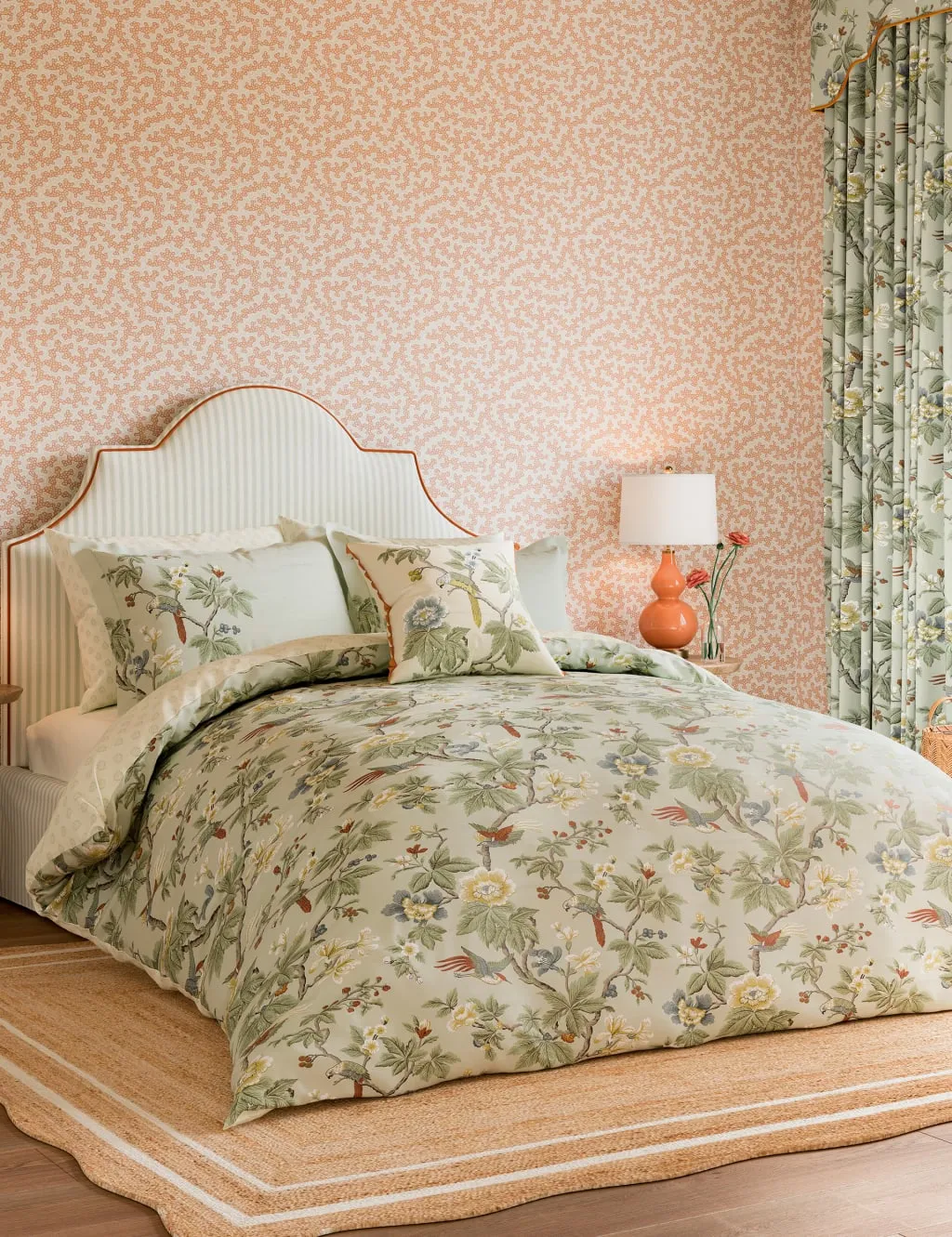Sanderson Pure Cotton Lophura Bedding Set Grey Mix