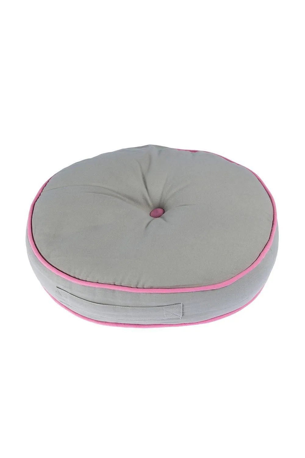 Homescapes Round Cotton Floor Cushion Soft, Comfy & Machine Washable in Mid Grey 3