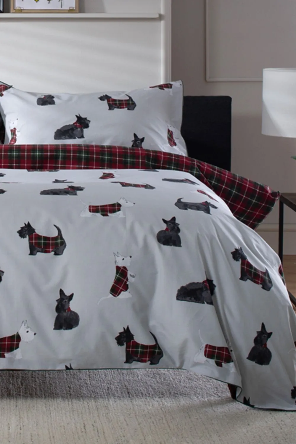 The Lyndon Company Hattie 100% Cotton Duvet Cover Set - Dog Print Bedding | Deyongs 1846 in Grey 2