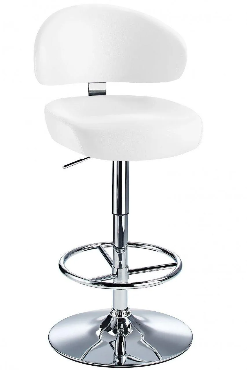 netfurniture Jamaica Height Adjustable Bar Stool Faux Leather in White