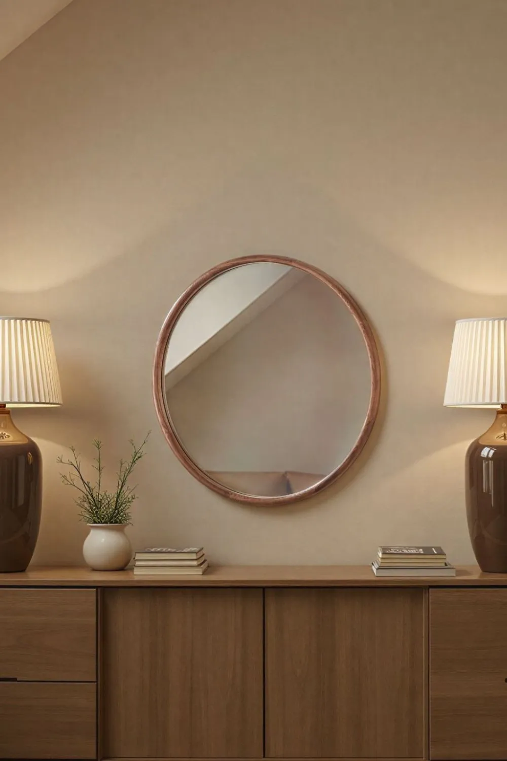 Yearn Mirrors Beaufort Walnut Round Wood Mirror