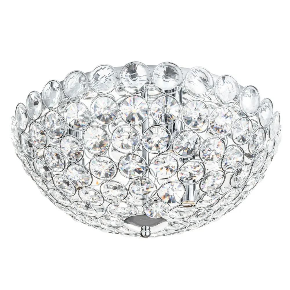 Ava Flush Ceiling Light, Chrome and Clear