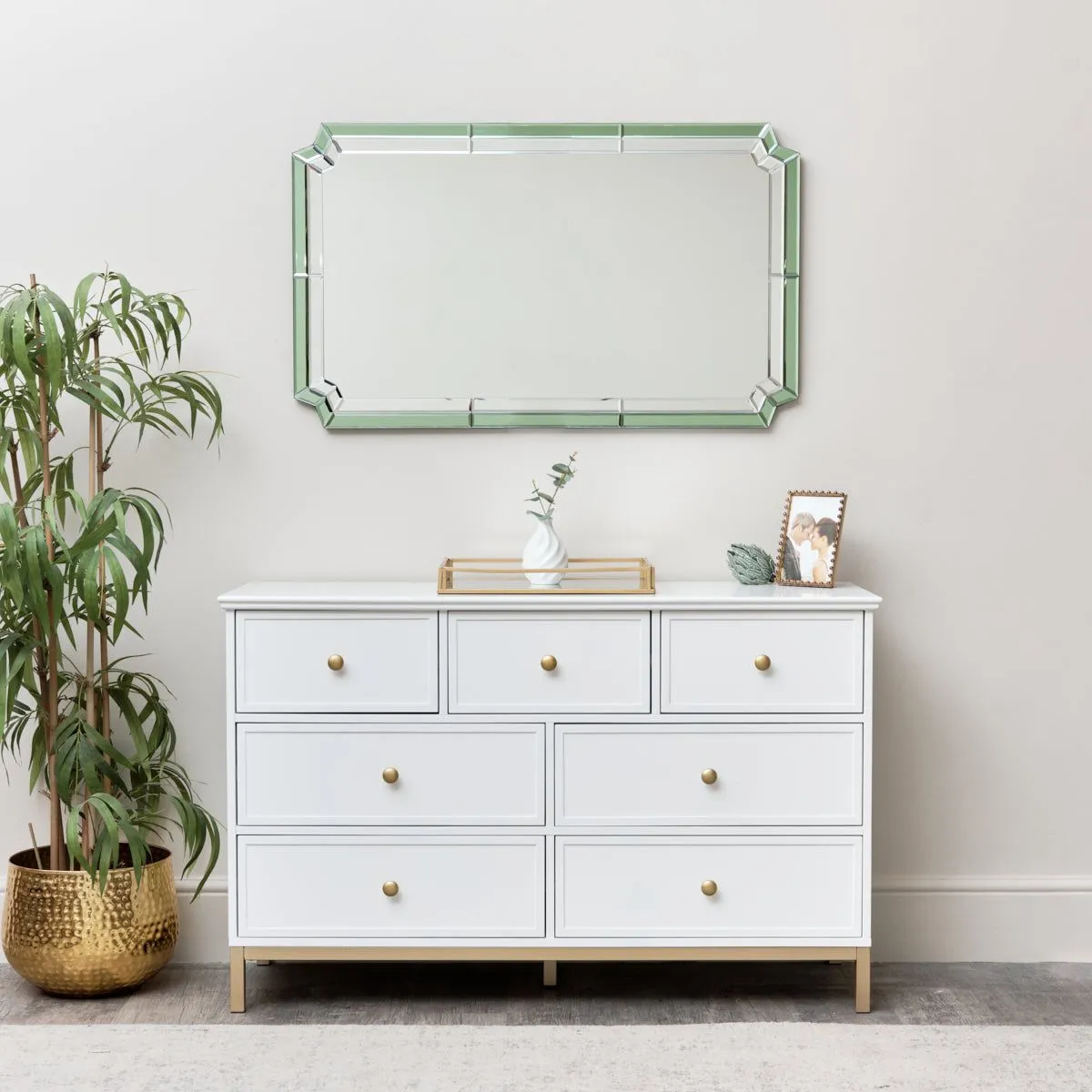 Melody Maison Rectangle Green Glass Art Deco Wall Mirror 60cm X 100cm 3