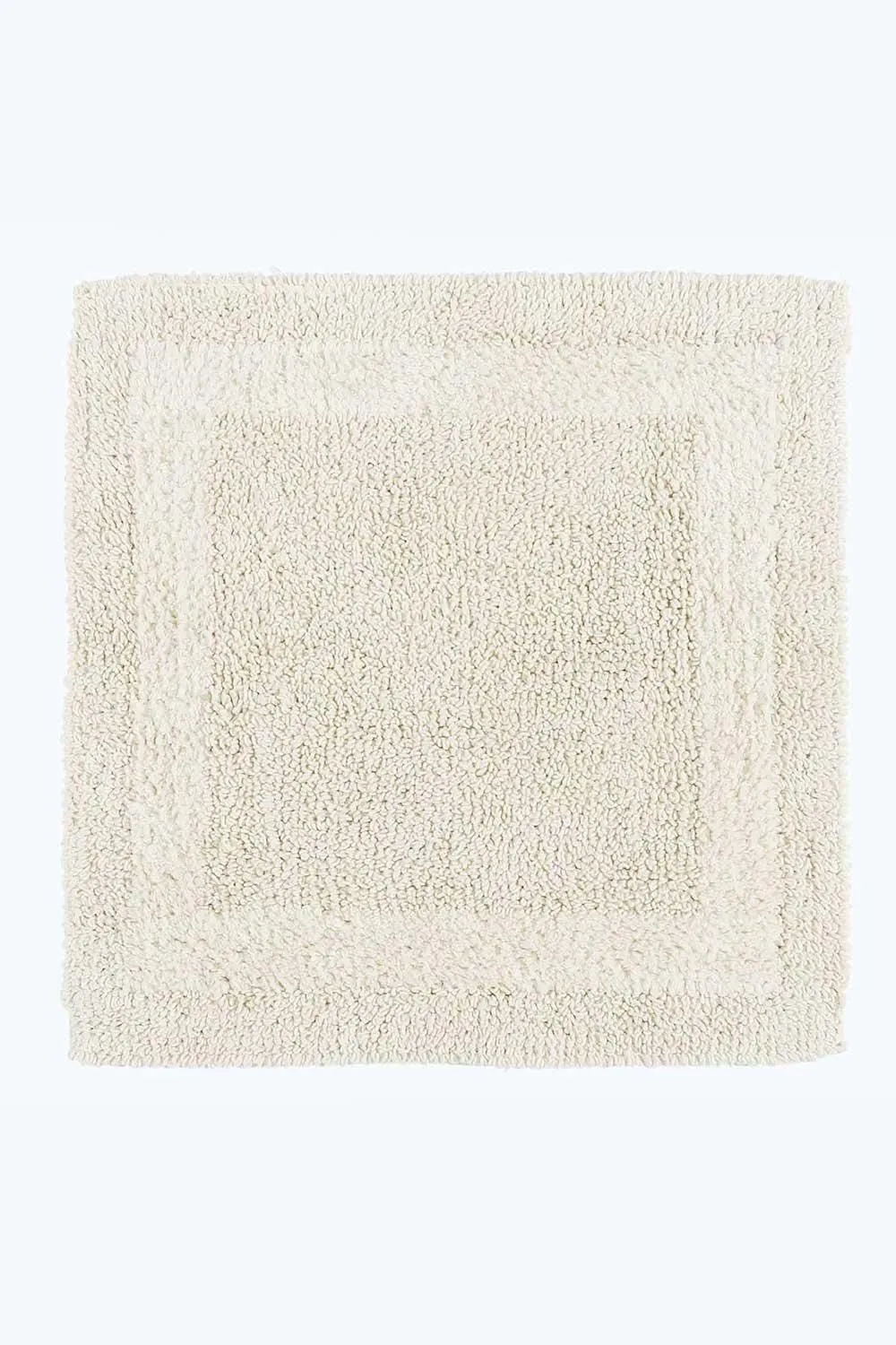 Homescapes Luxury Square Bath Mat 1600GSM 100% Cotton Reversible Shower Mat, 50cm in Cream 1
