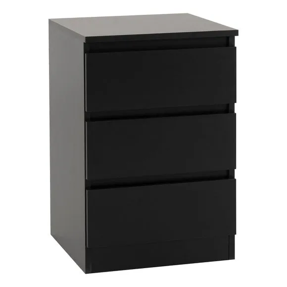 Return - Walker 3 Drawer Bedside Table, Black