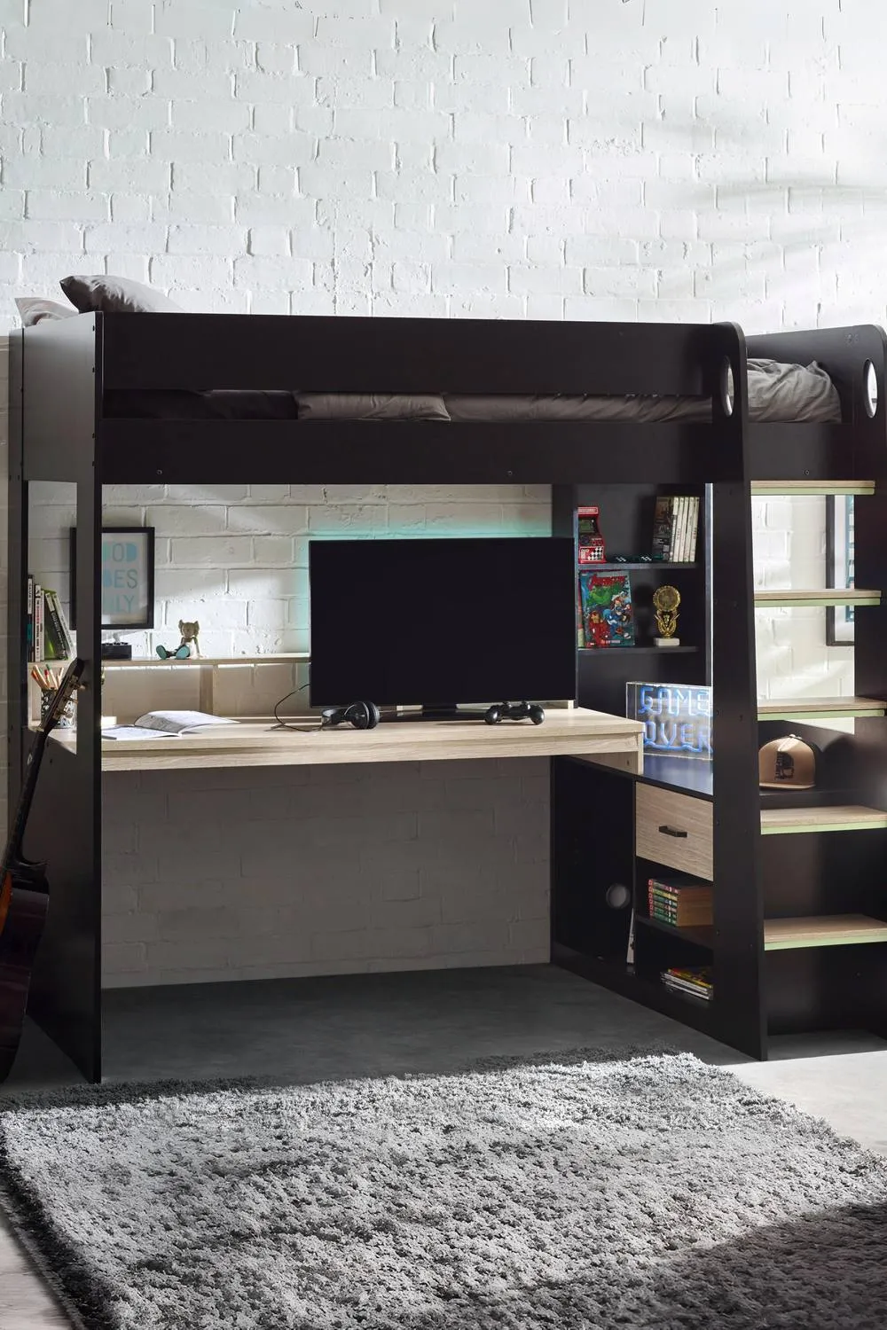 Julian Bowen Blaze Gaming Highsleeper Loft Bed with Desk in Black 2