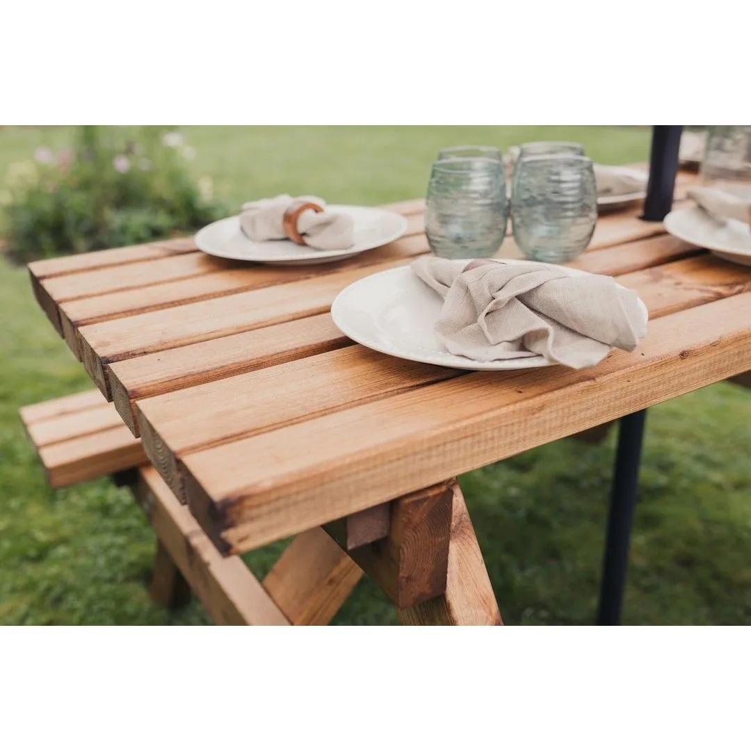 Churnet Valley Garden Furniture Ltd Valley Deluxe Picnic Table - L180 x W150 x H90cm - Partially Assembled in Brown 6
